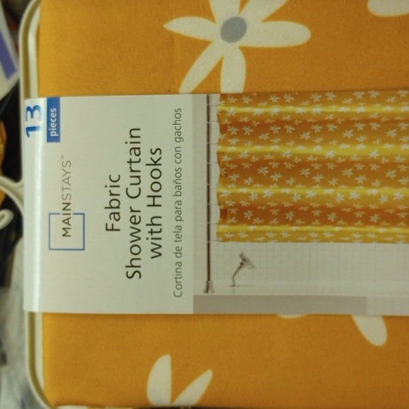 Fabric shower curtain with hooks - Picture 1 of 3